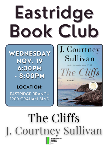 Book club flyer - Nov 19 at 6:30pm, Title: The Cliffs by J. Courtney Sullivan
