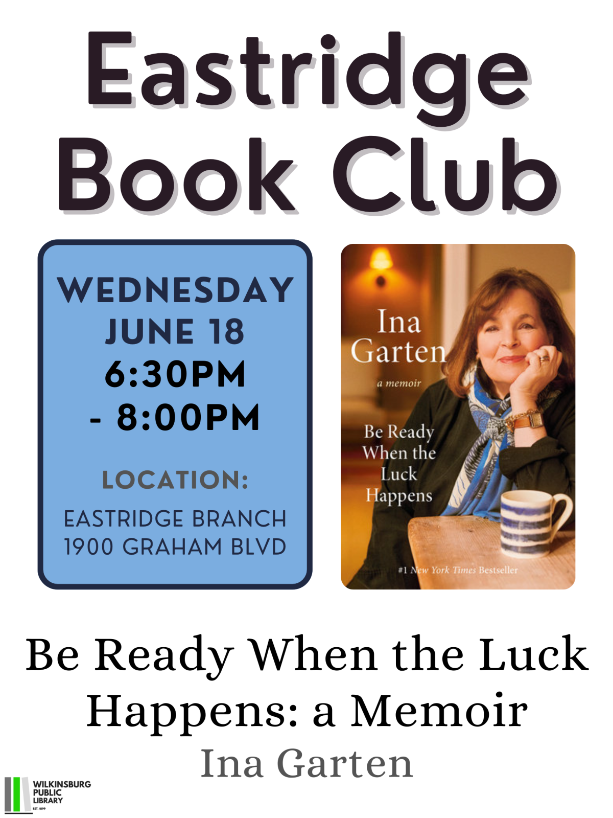 Book Club June 18th - Be Ready When the Luck Happens