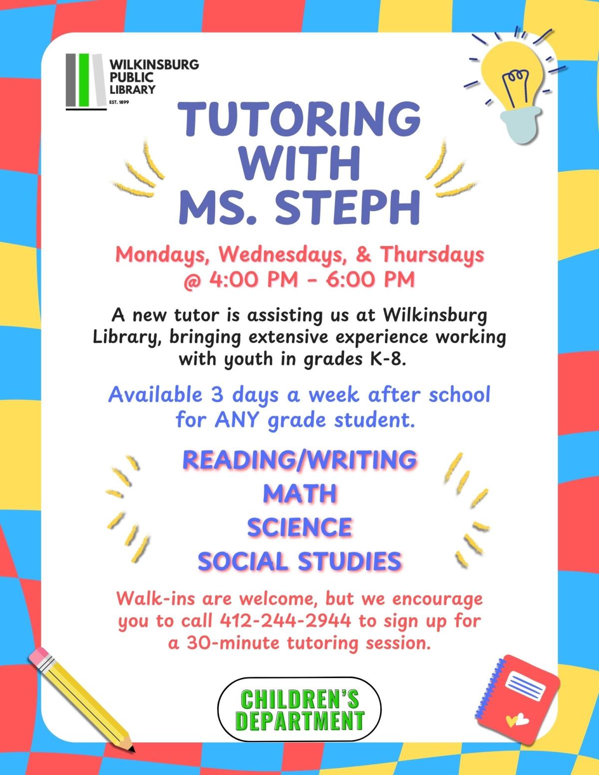 Tutoring with Ms. Steph